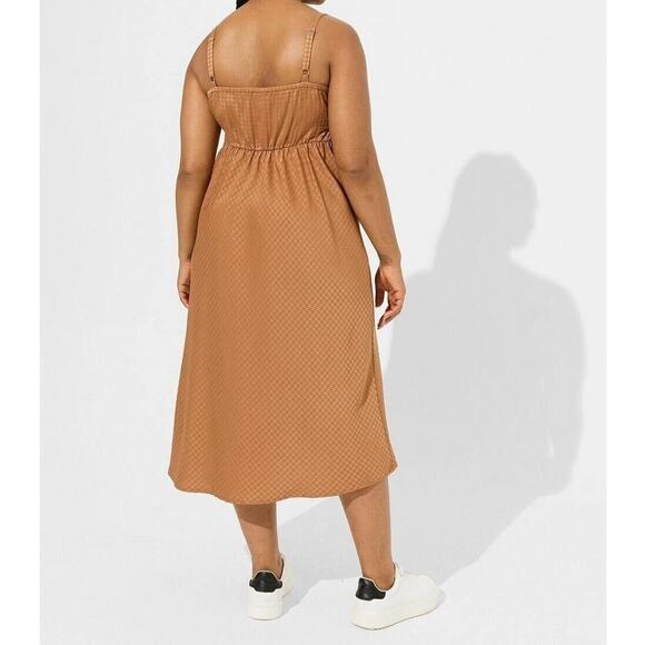 Torrid Tea Length Woven Jacquard Lace Trim Cami Maxi Dress Womens Plus Sz 1 - Picture 2 of 10